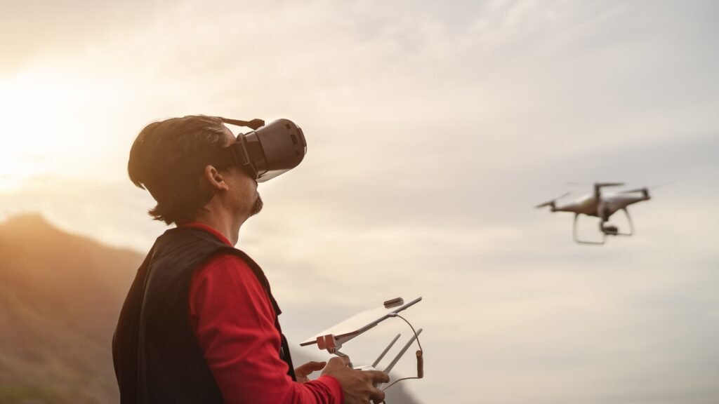 uomo fa video con drone