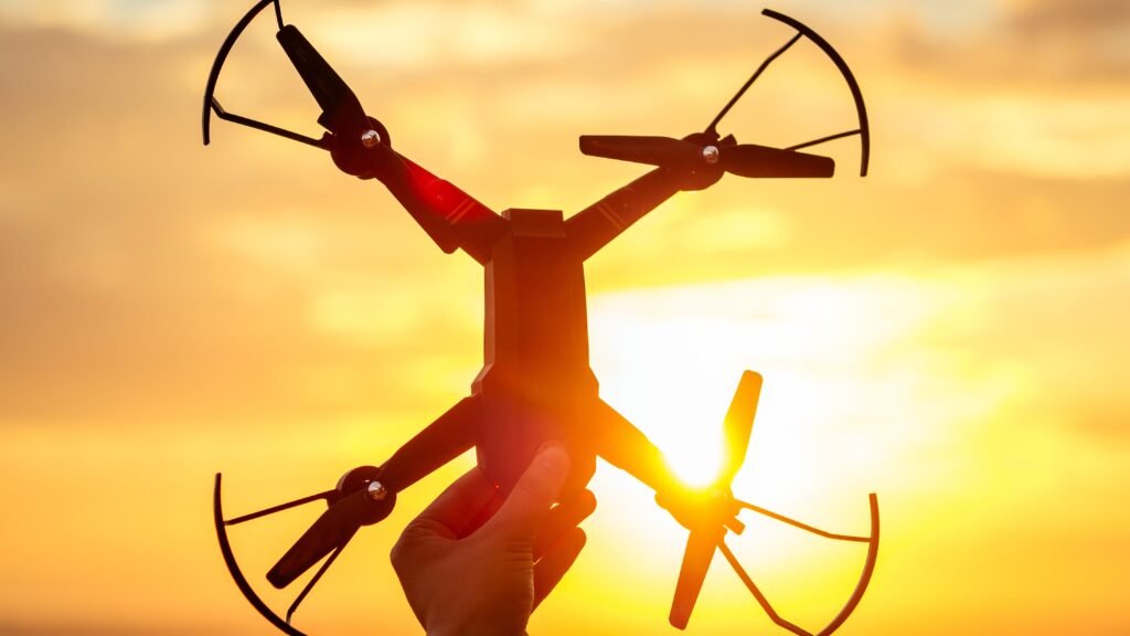 primo piano di drone usato per riprese